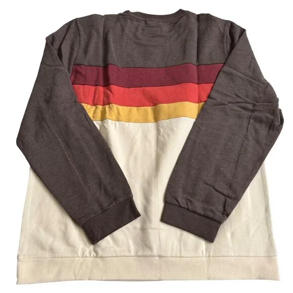 marine layer corbet sunset striped jordan crew sweatshirt XXL chocolate antique - Picture 2 of 9